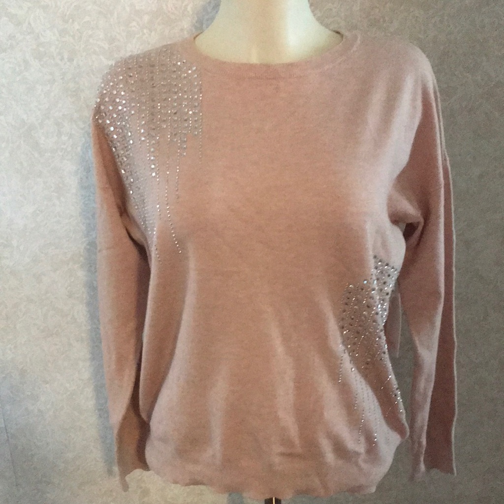Rinstone Blush Colored Sweater Rinstone Blush Colored Sweater